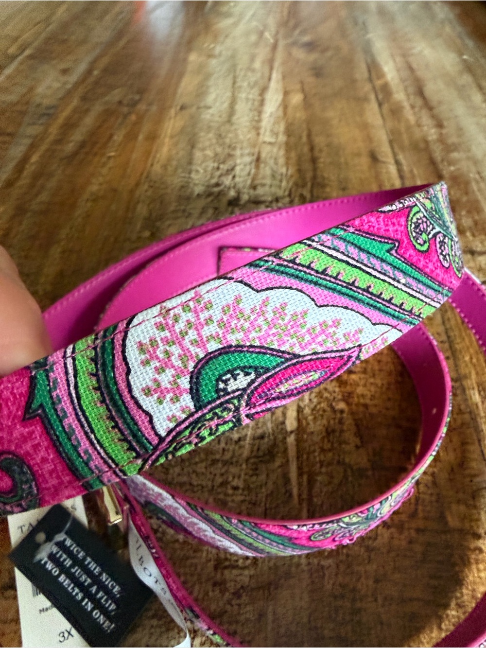 NWT TALBOTS pink paisley fabric belt pink white green size 3x super trendy